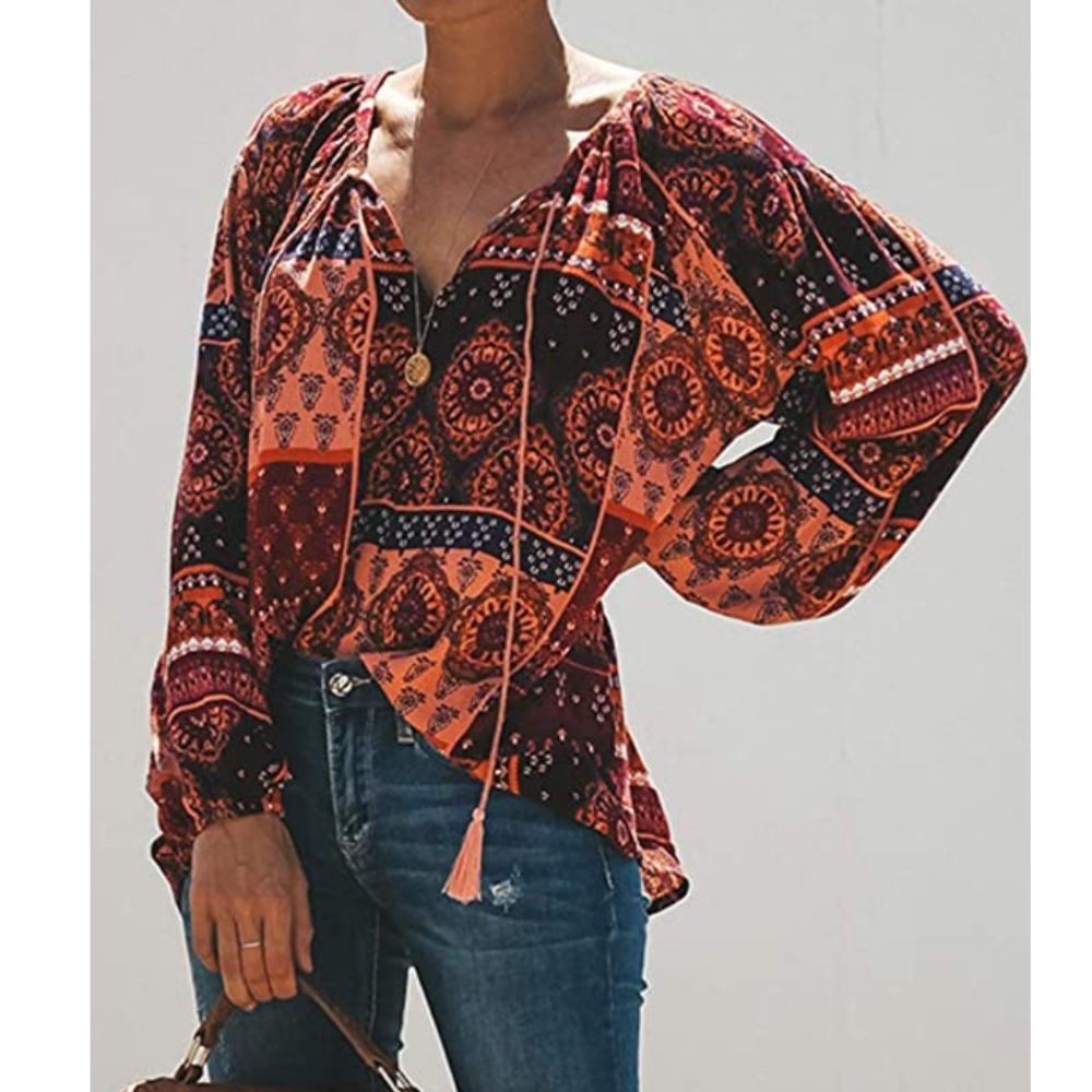 Balloon long Sleeve BoHo Blouse XL